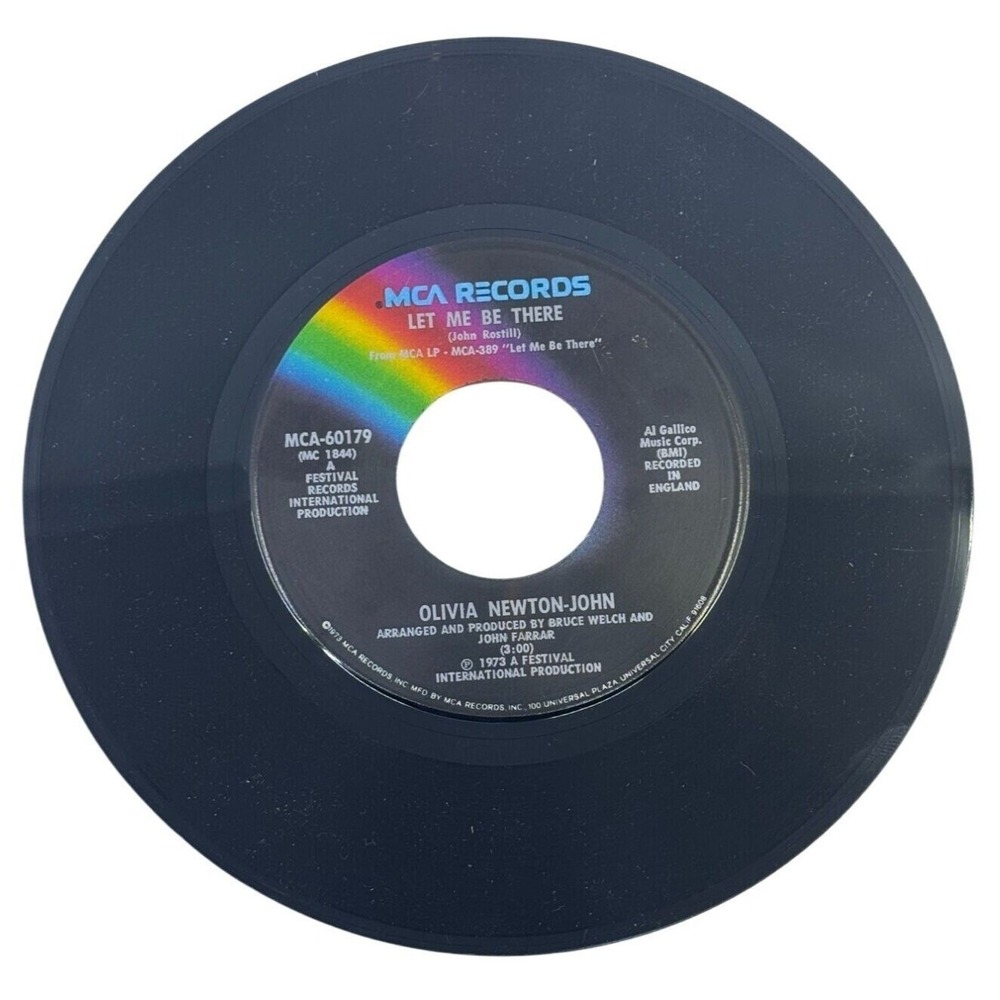 Olivia Newton-John 45 RPM Vinyl Let Me Be There / I Honestly‎ Love You Tested
